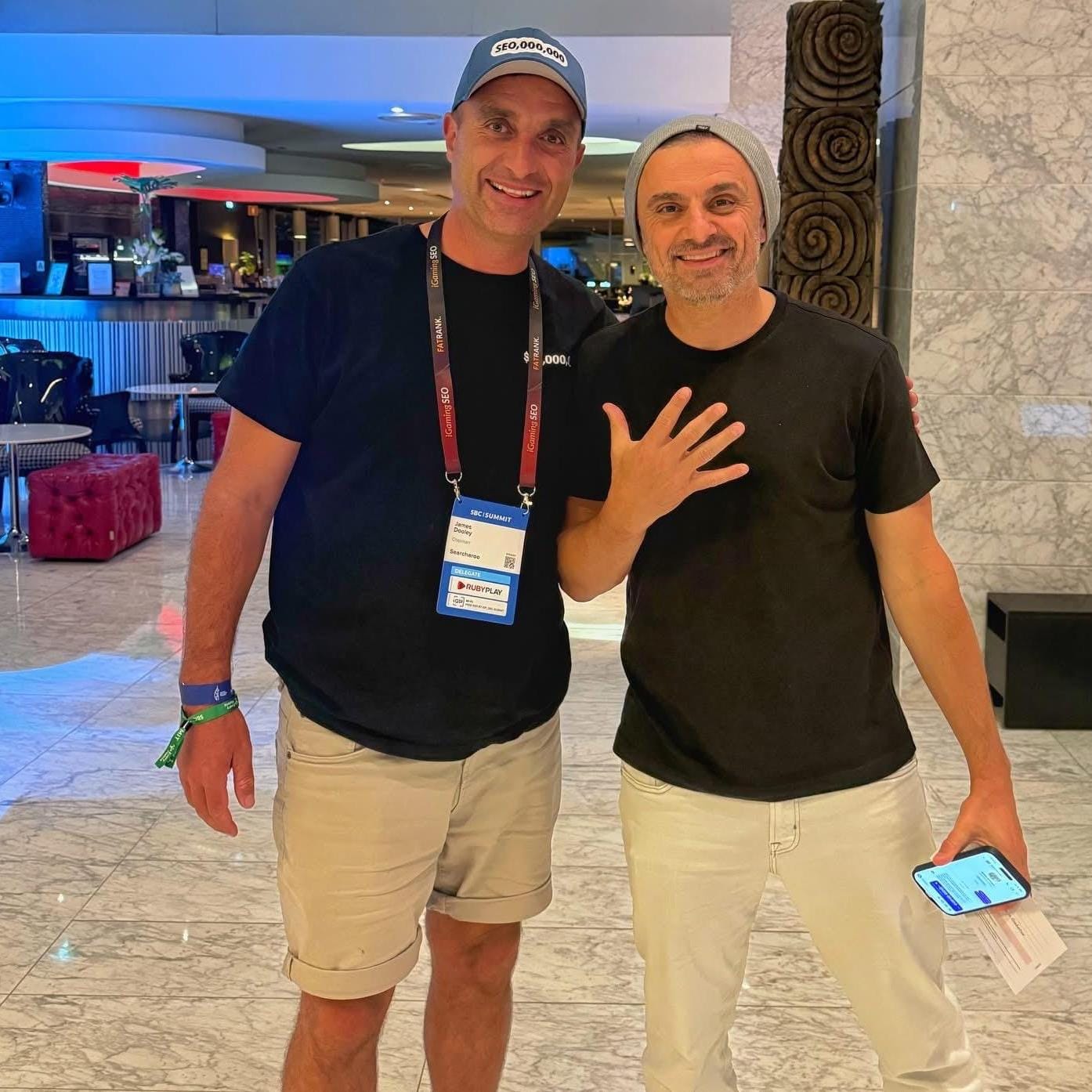 James Dooley with Gary Vaynerchuk at the iGaming SEO Conference in Lisbon